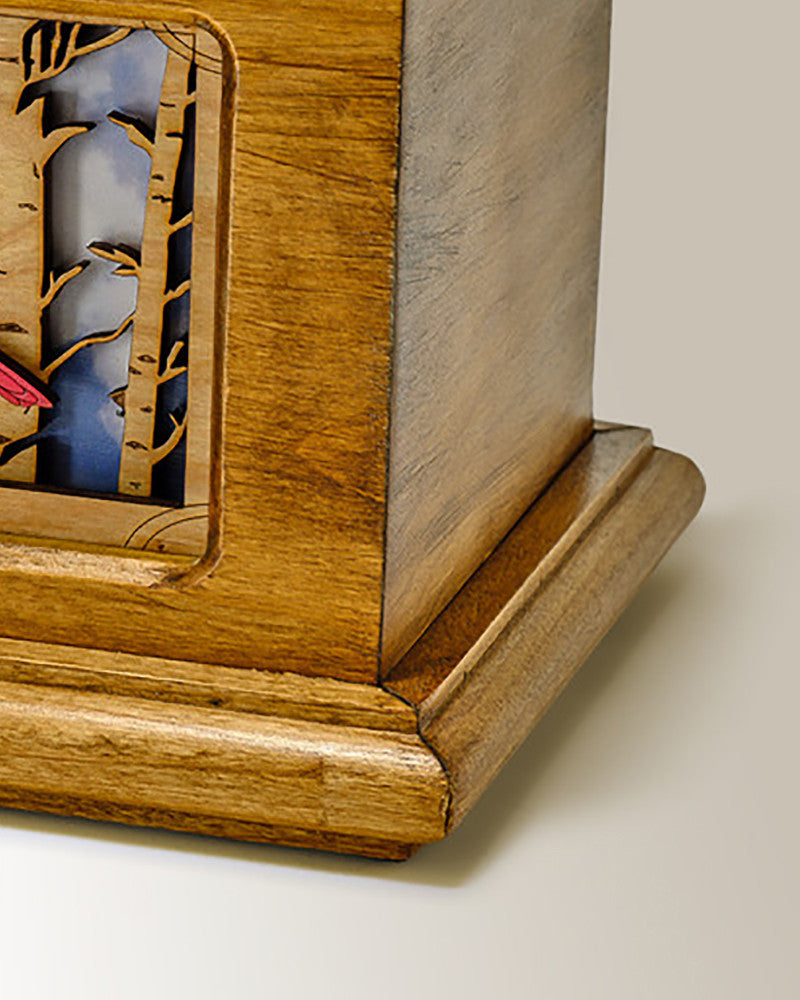 Cardinal in the Trees Wood Cremation Urn