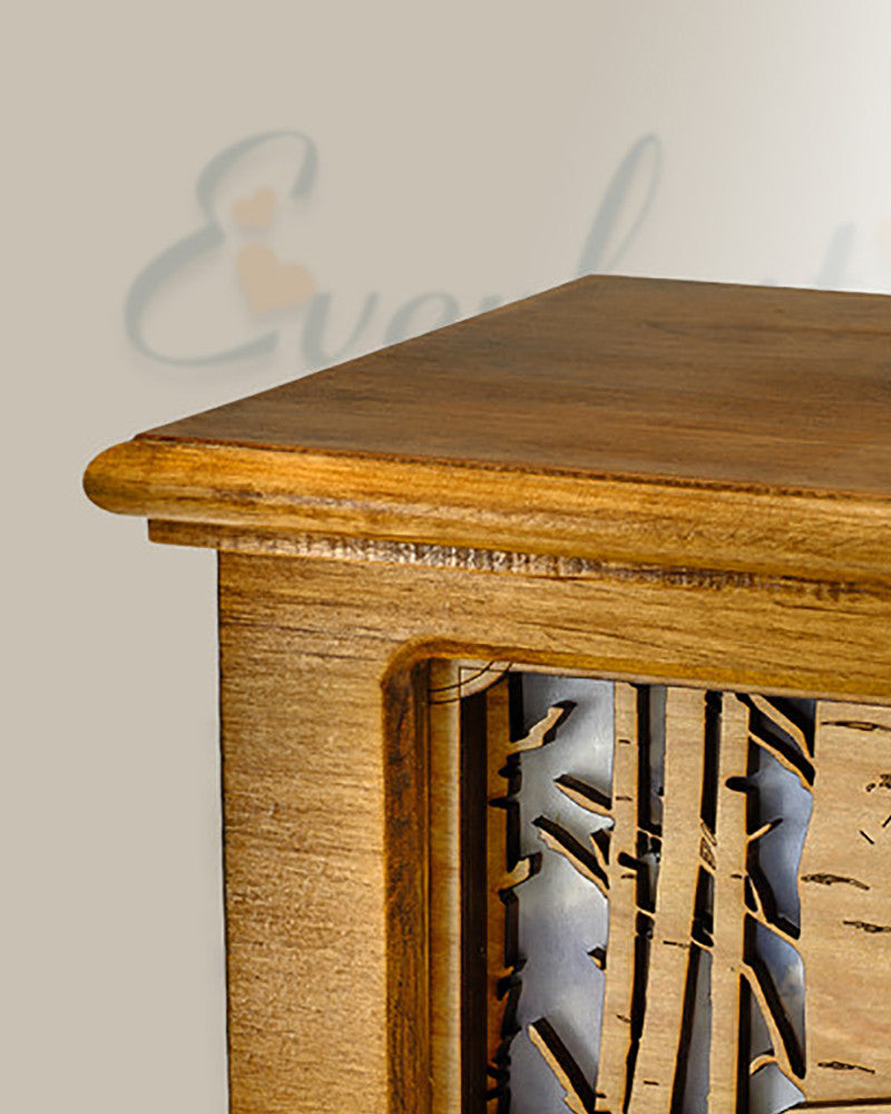 Cardinal in the Trees Wood Cremation Urn