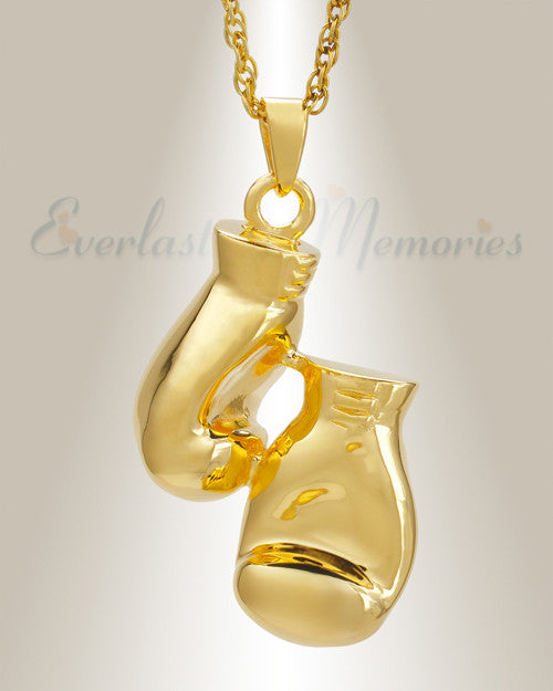 14K Gold Boxing Necklace Urn