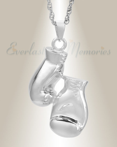 White Gold Boxing Cremation Necklace