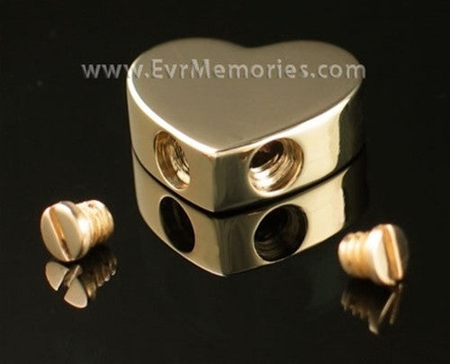 2 Person 14K Gold  Sliding Heart Funeral Jewelry for Couples