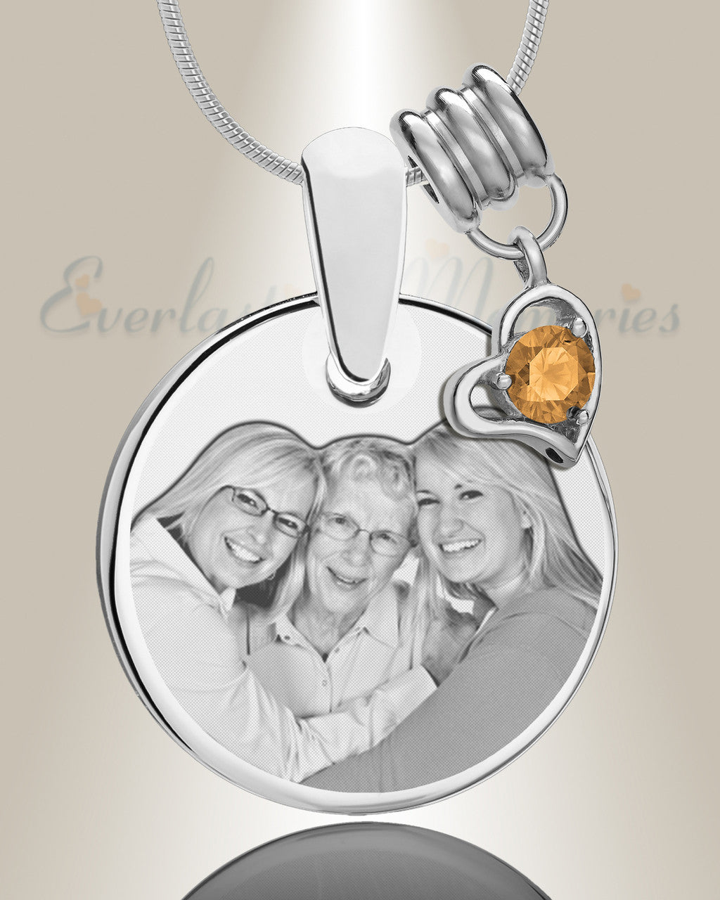 Round November Photo Engraved Stainless Keepsake