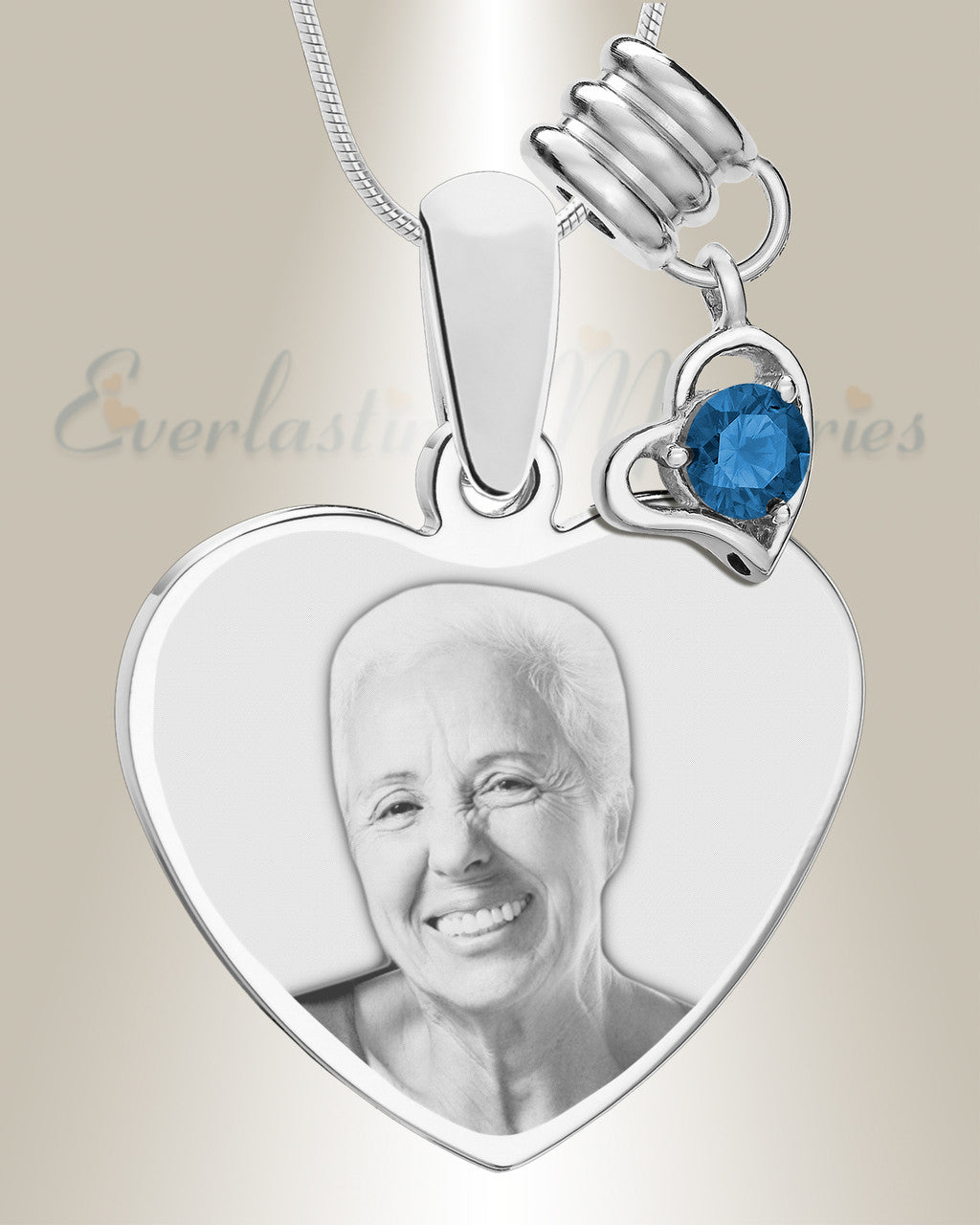 September Heart Photo Engraved Stainless Keepsake