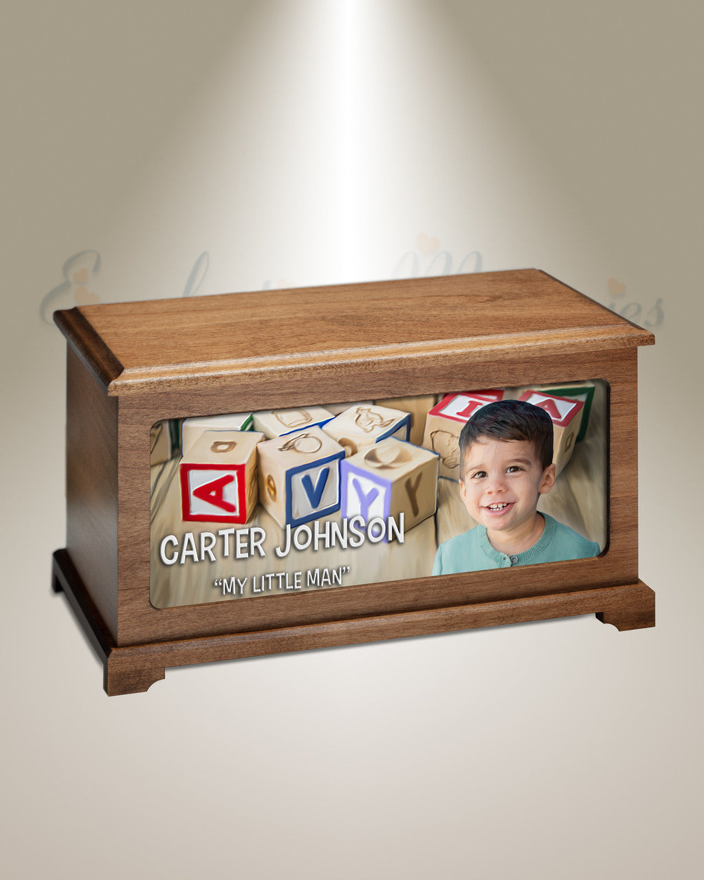 Alphabet Blocks Photo Urn for Ashes