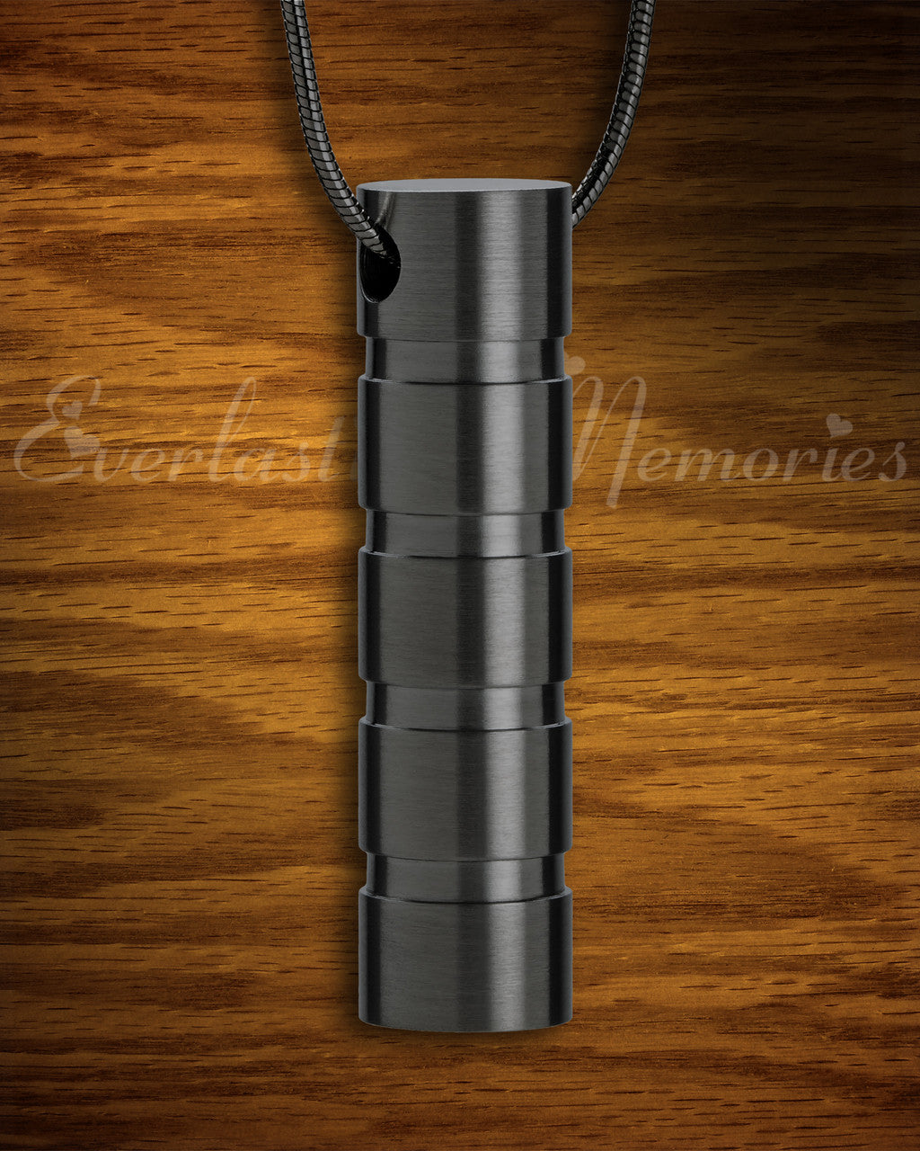 Black Carved Cylinder Cremation Jewelry