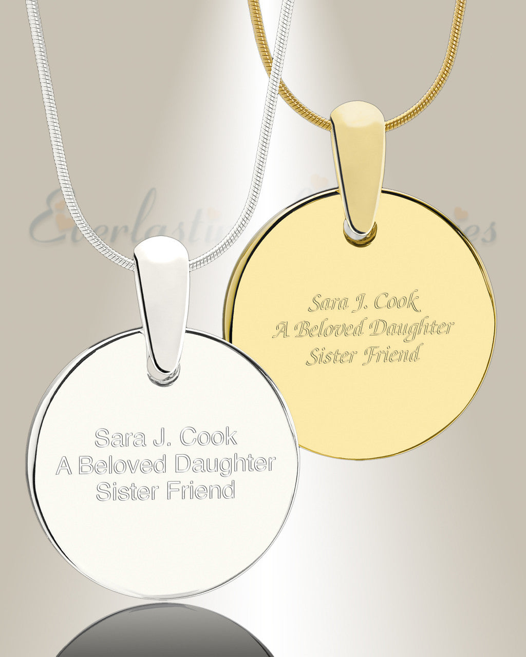 Round September Photo Engraved Stainless Keepsake