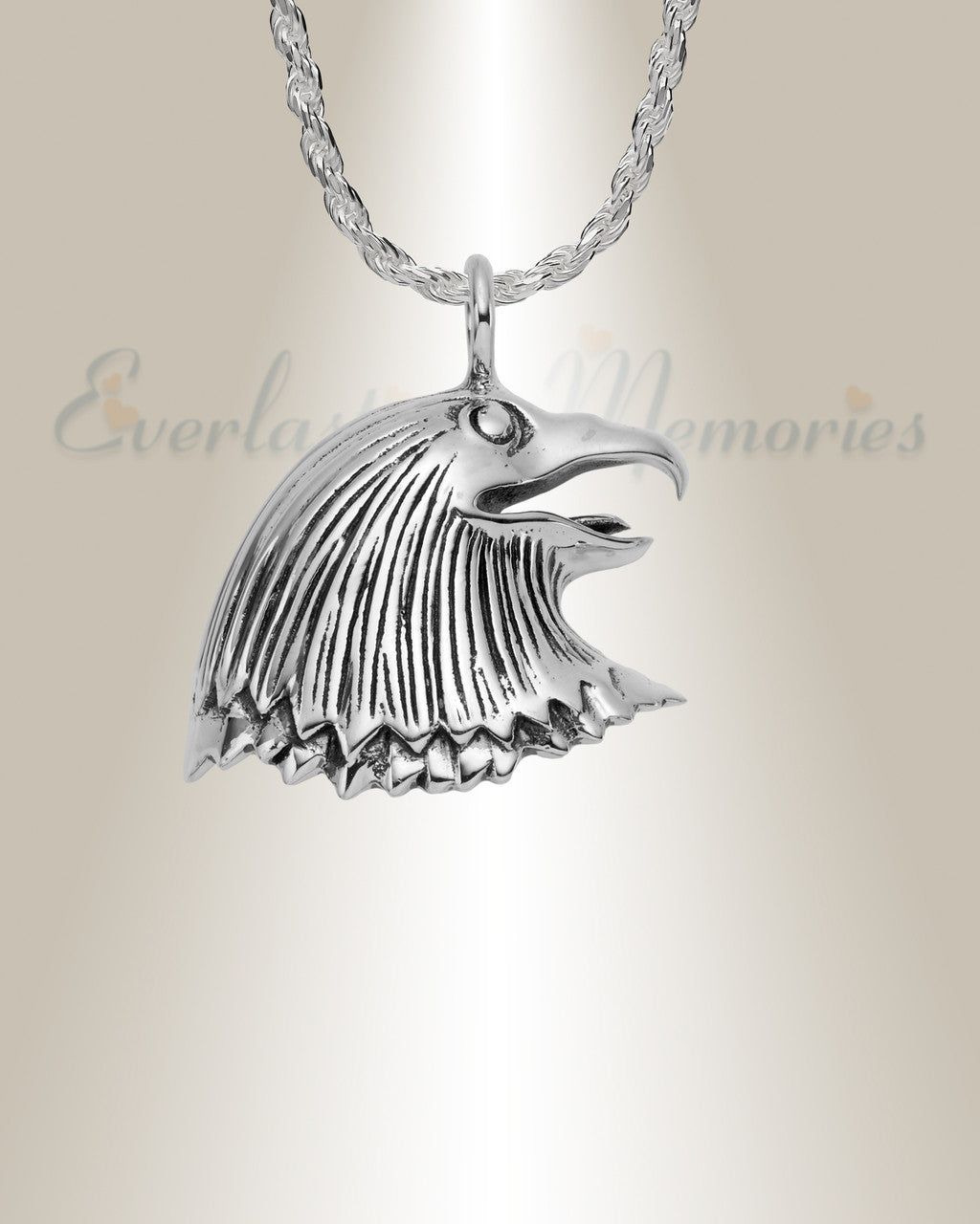 Sterling Silver Majestic Eagle Cremation Urn Pendant