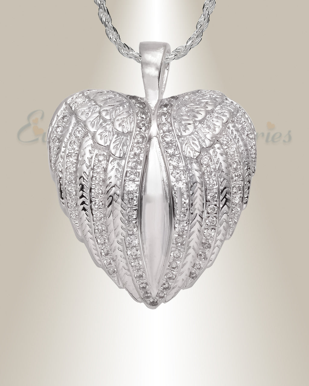 Sterling Silver Shrouded Heart Cremation Urn Pendant