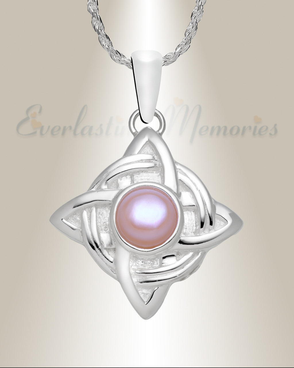 Sterling Silver Knotted Pearl Cremation Urn Pendant