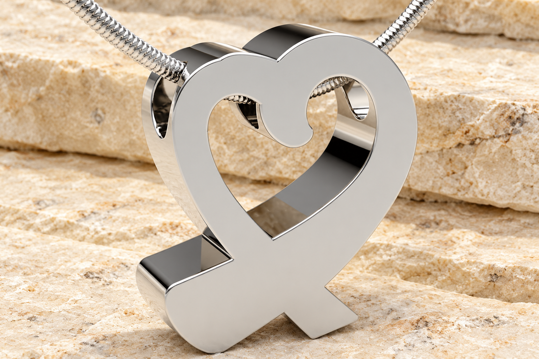 Back of the sterling silver Folded Heart Forever Sealed pendant showing its smooth finish without a screw