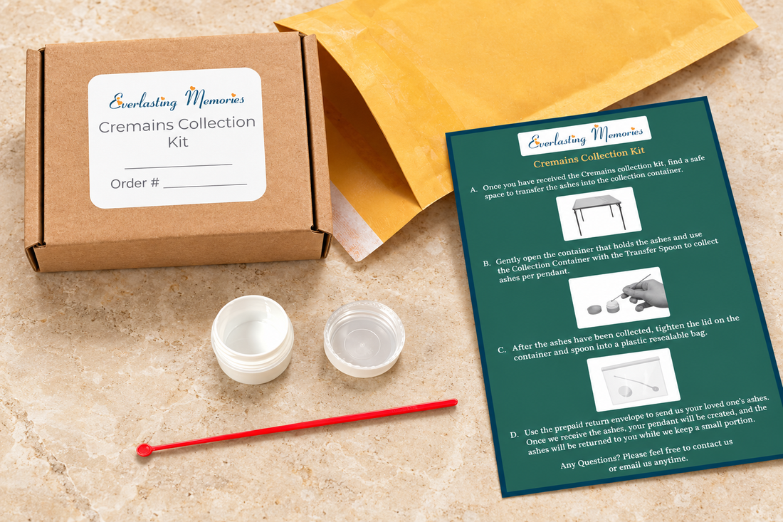 Everlasting Memories ash collection kit with instructions and collection supplies