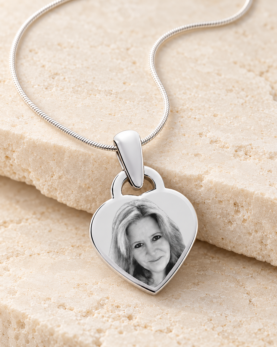 Small Heart Picture Engraved Stainless Keepsake