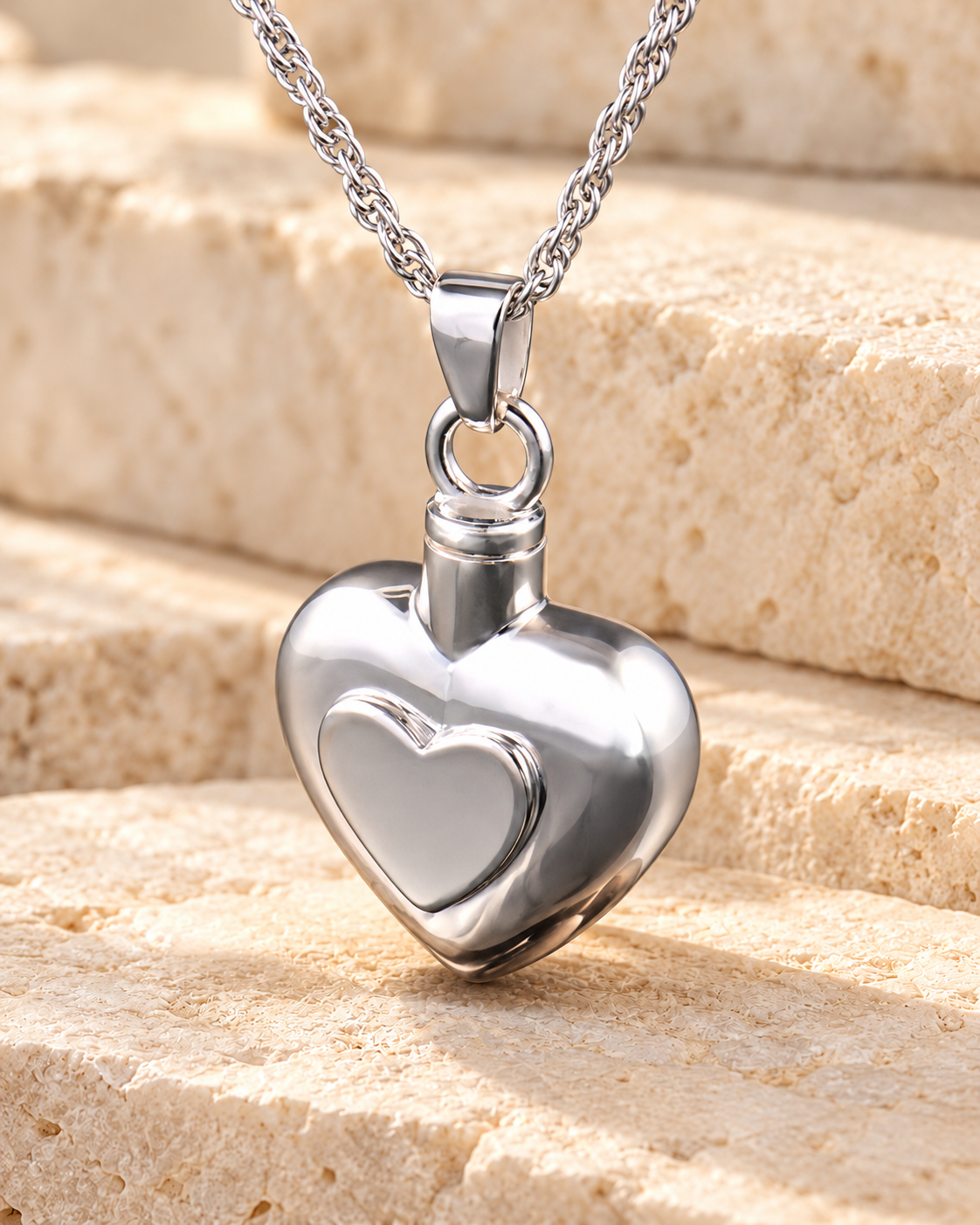 Sterling Silver Double Heart Cremation Urn Keepsake — main — evr100ss