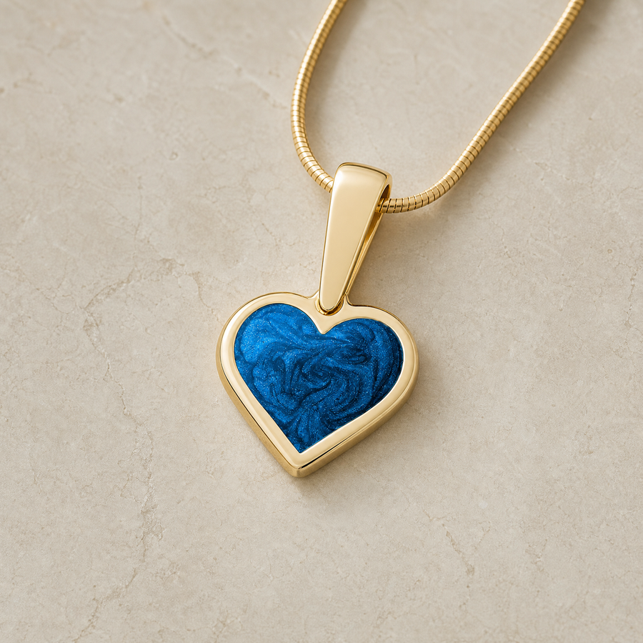 Solid 14K Gold Whitehall Heart Ash Resin Jewelry