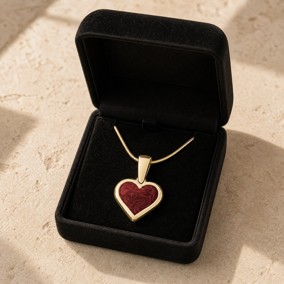 Solid 14K Gold Delightful Heart Ash Resin Jewelry