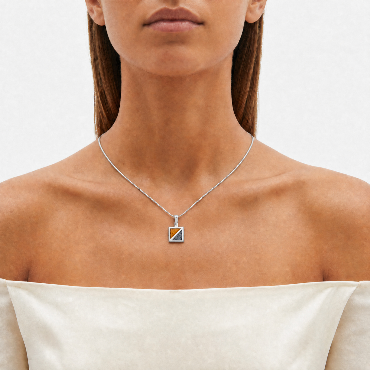 Solid 14K White Gold Solitude Ash Resin Jewelry