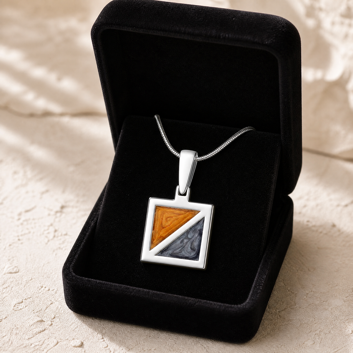 Solid 14K White Gold Dawn To Dusk Ash Resin Jewelry