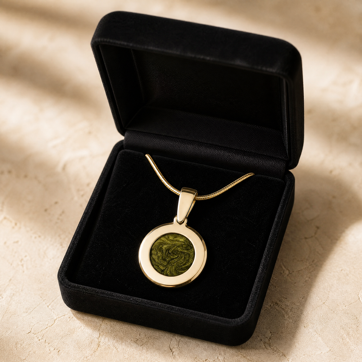 Gold Athletic Round Ash Resin Jewelry