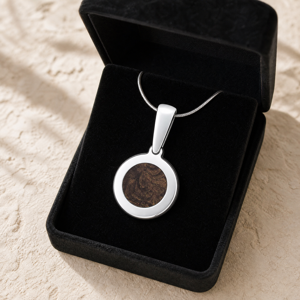 Solid 14K White Gold Boxwood Ash Resin Jewelry