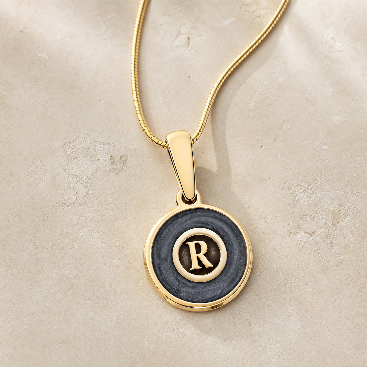 Gold Slate Monogram Ash Resin Jewelry