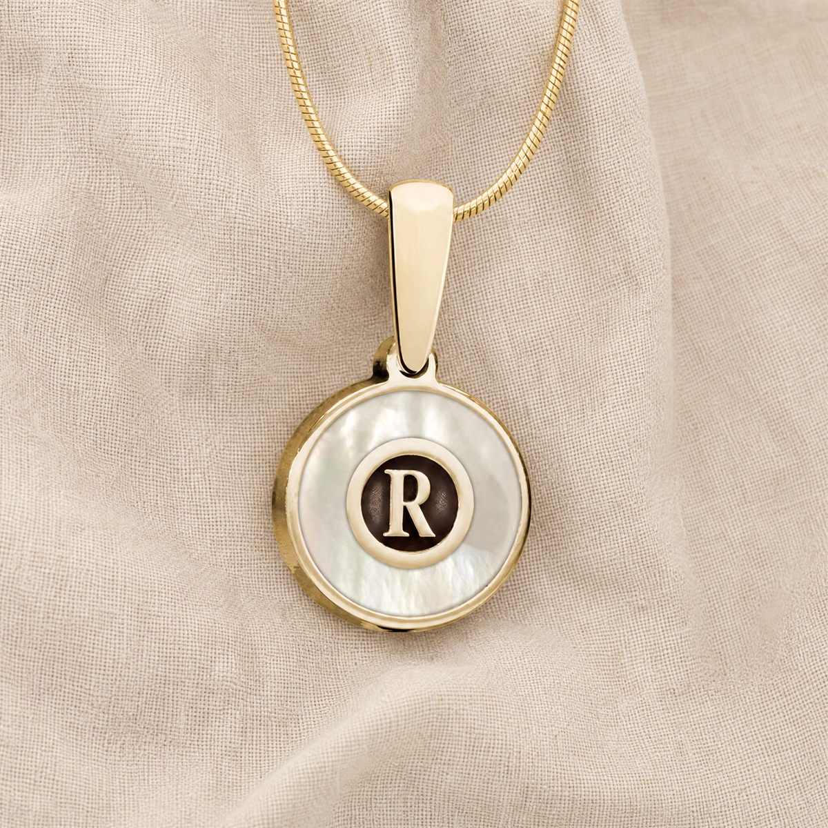Solid 14K Gold Creamy Monogram Ash Resin Jewelry