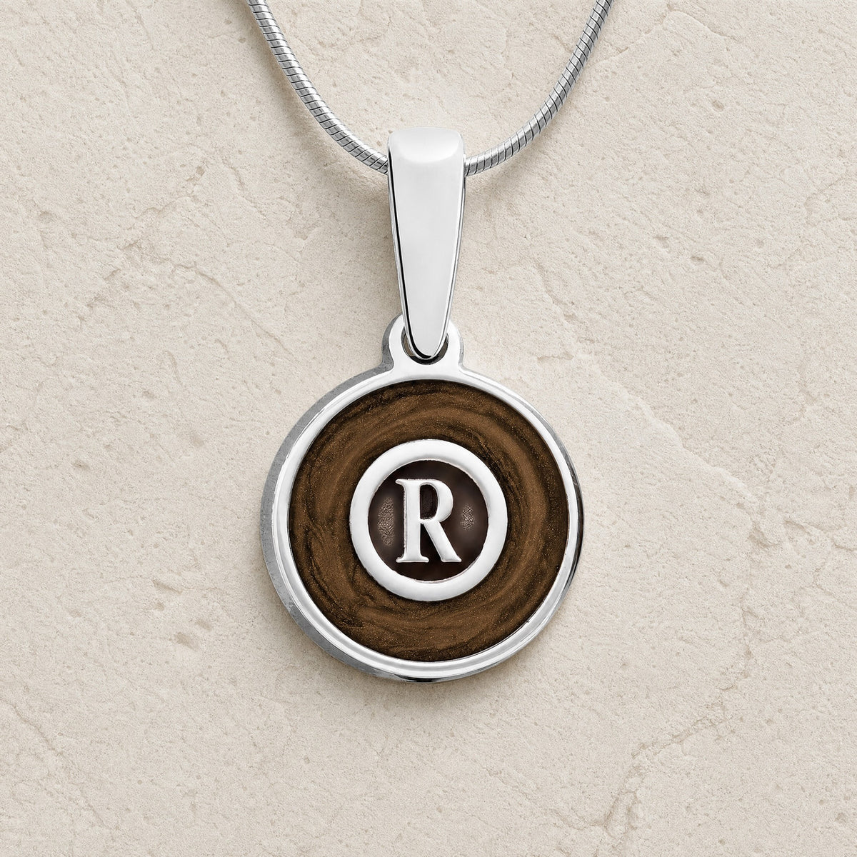 Silver Carob Monogram Ash Resin Jewelry