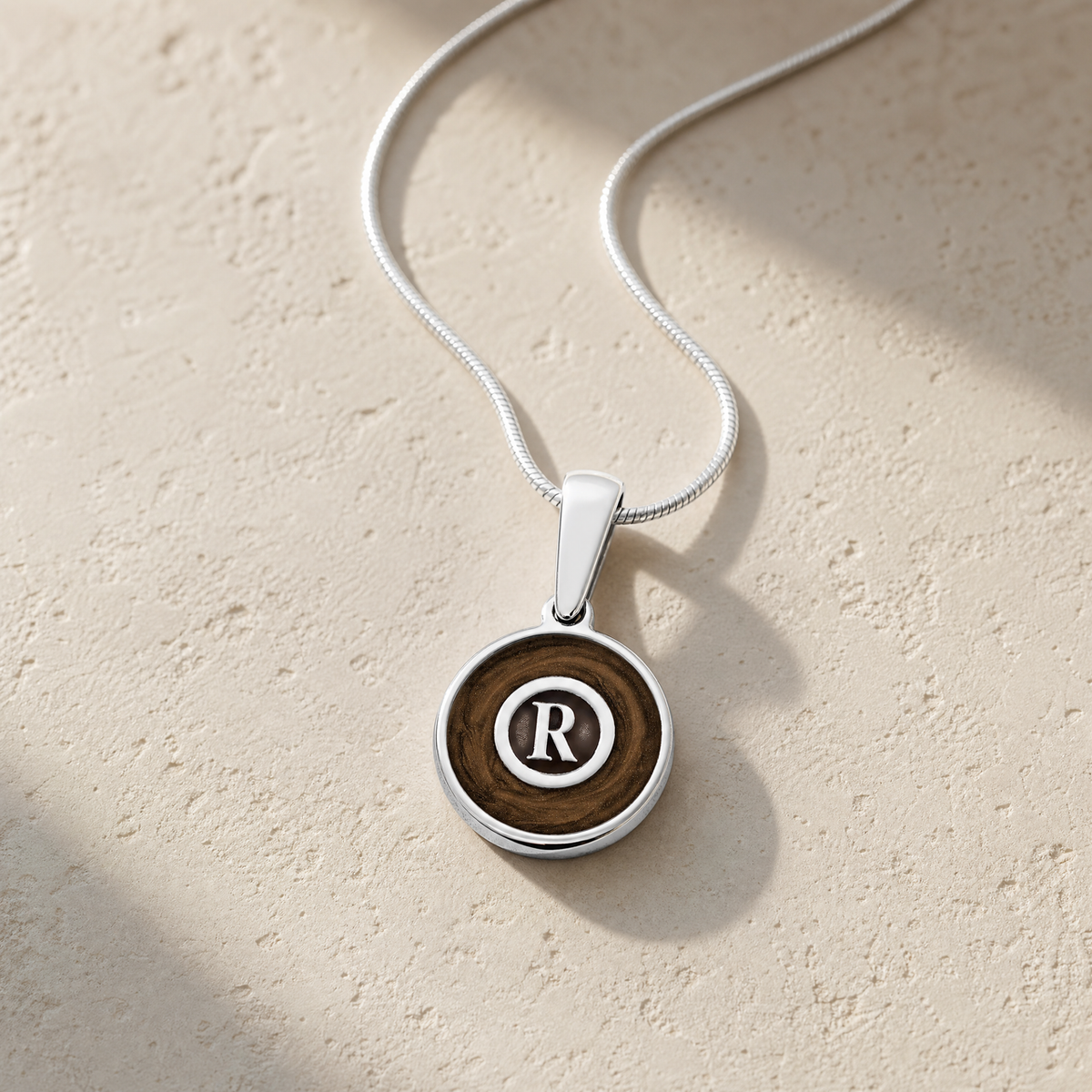 Silver Carob Monogram Ash Resin Jewelry