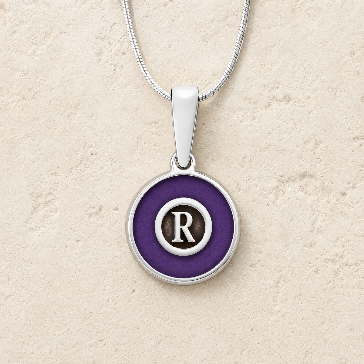 Solid 14K White Gold Lilac Monogram Ash Resin Jewelry