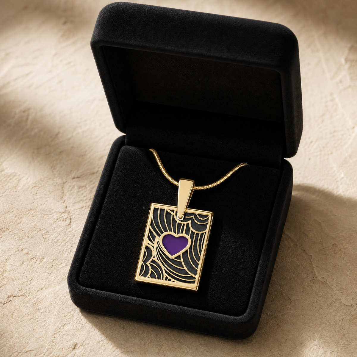 Gold Lilac Heart Rectangular Ash Resin Jewelry
