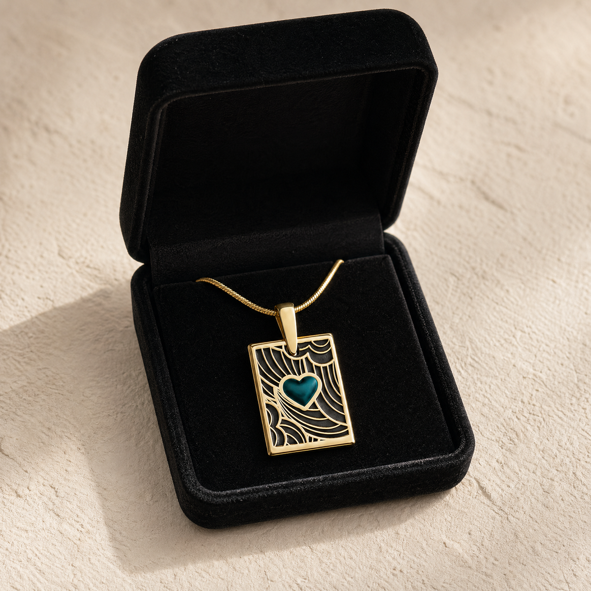 Gold Navy Heart Rectangular Ash Resin Jewelry