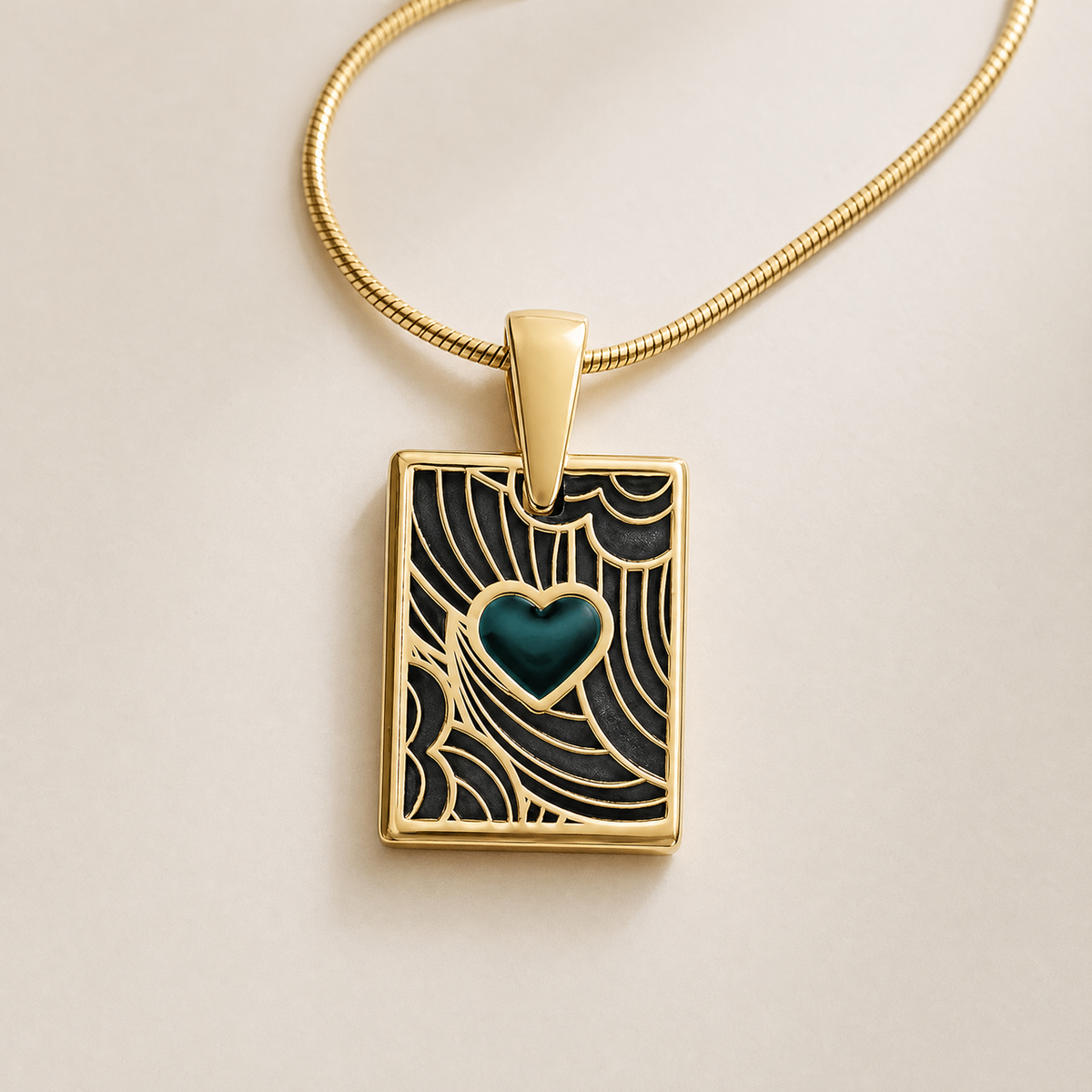 Gold Navy Heart Rectangular Ash Resin Jewelry