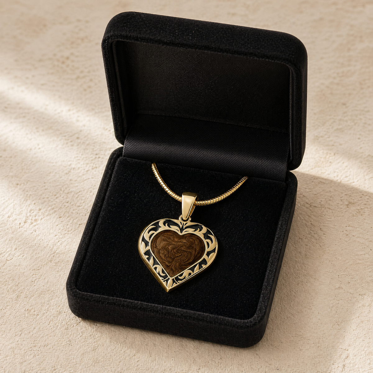 Solid 14K Gold Sunnyside Heart Ash Resin Jewelry