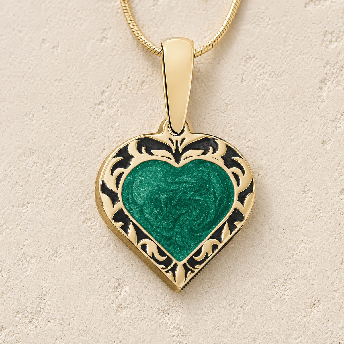 Solid 14K Gold Chinook Heart Ash Resin Jewelry