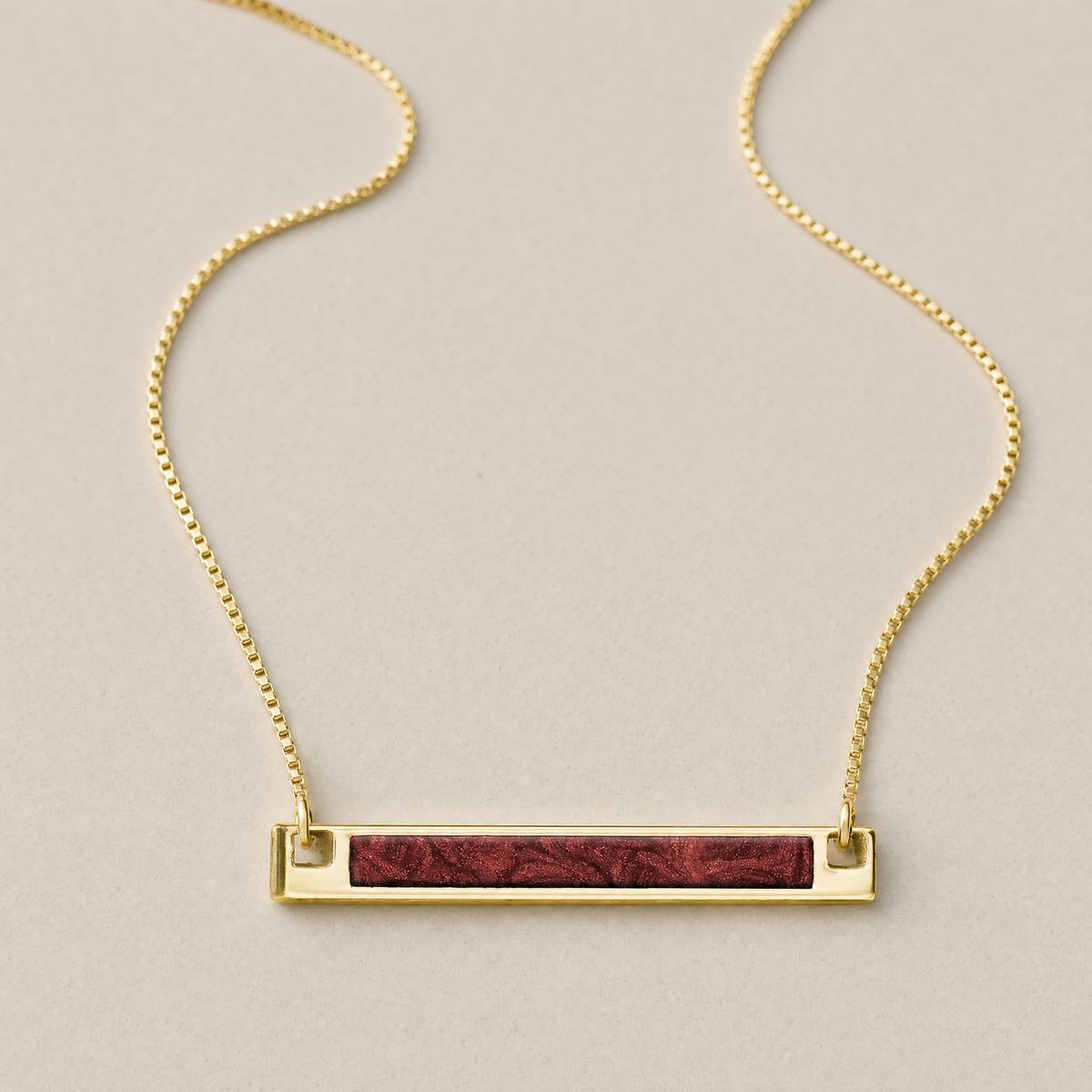 Solid 14K Gold Crimson Barred Ash Resin Jewelry