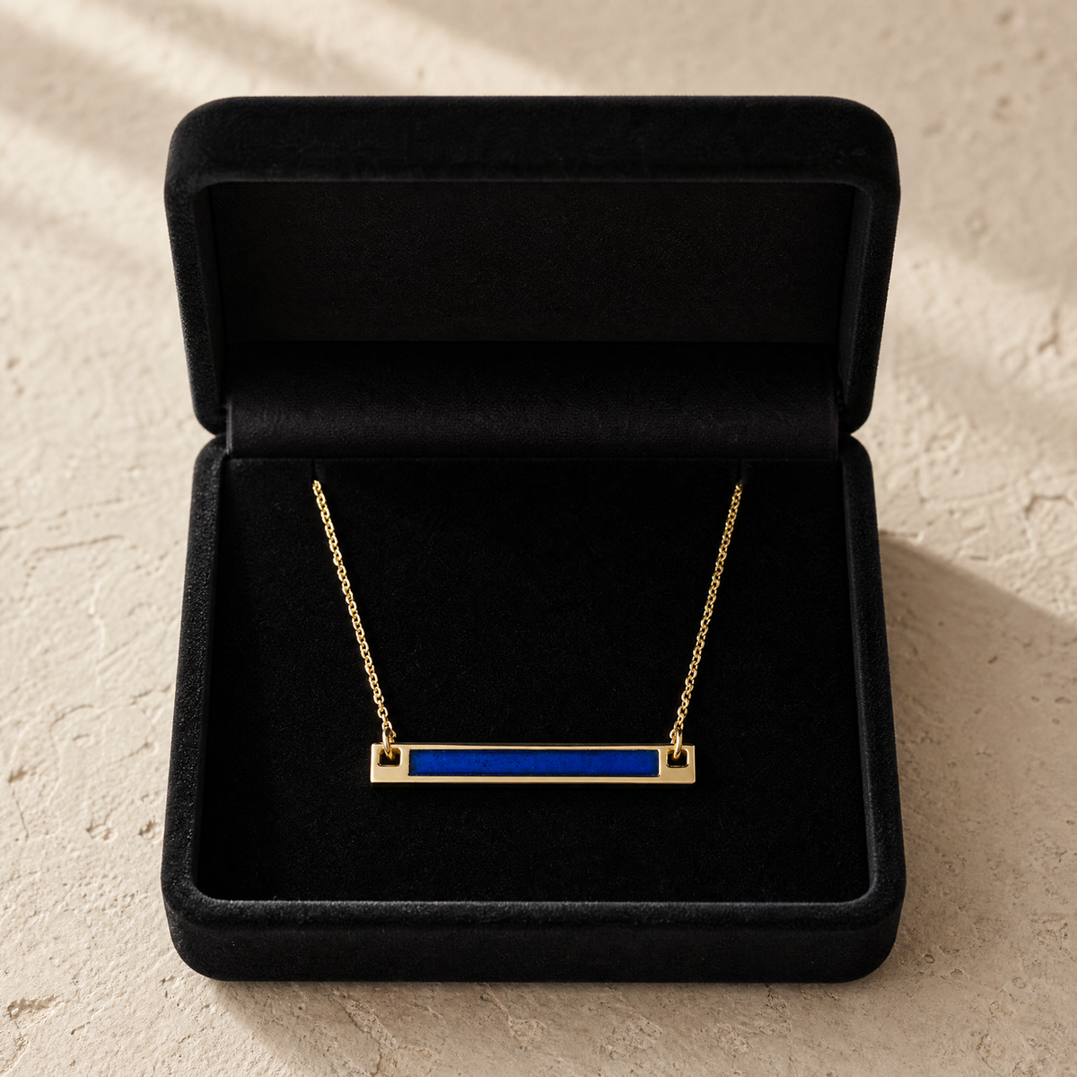 Solid 14K Gold Blue Barred Ash Resin Jewelry