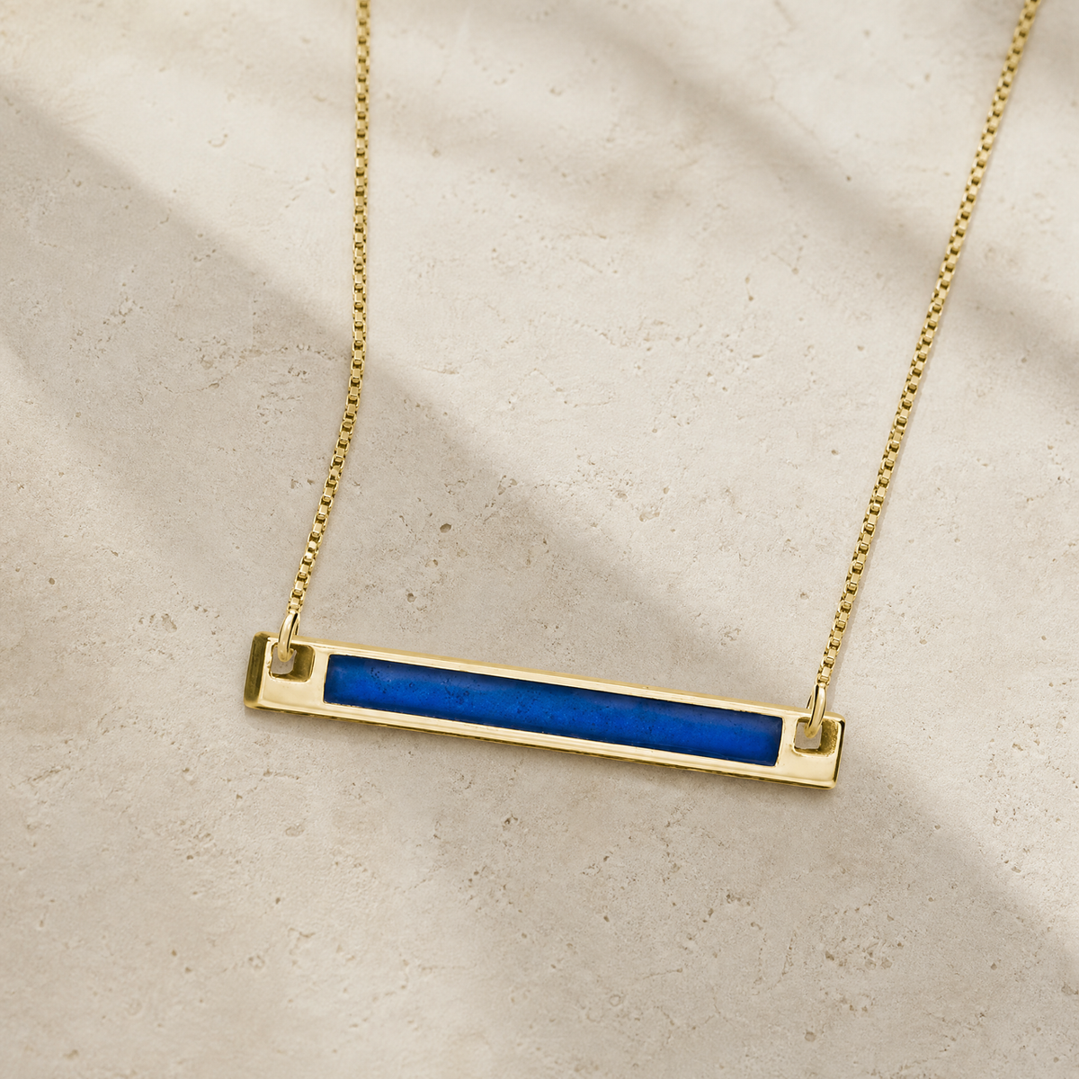 Solid 14K Gold Blue Barred Ash Resin Jewelry