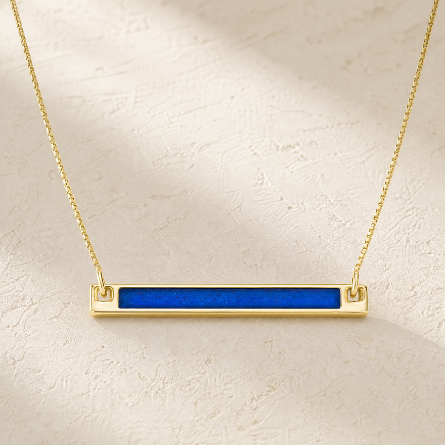 Solid 14K Gold Blue Barred Ash Resin Jewelry
