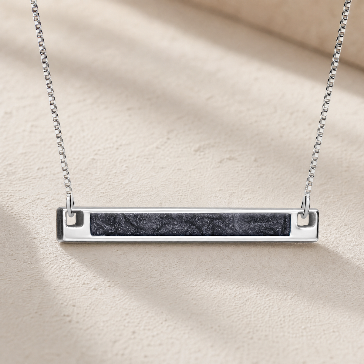 Solid 14K White Gold Slate Barred Ash Resin Jewelry