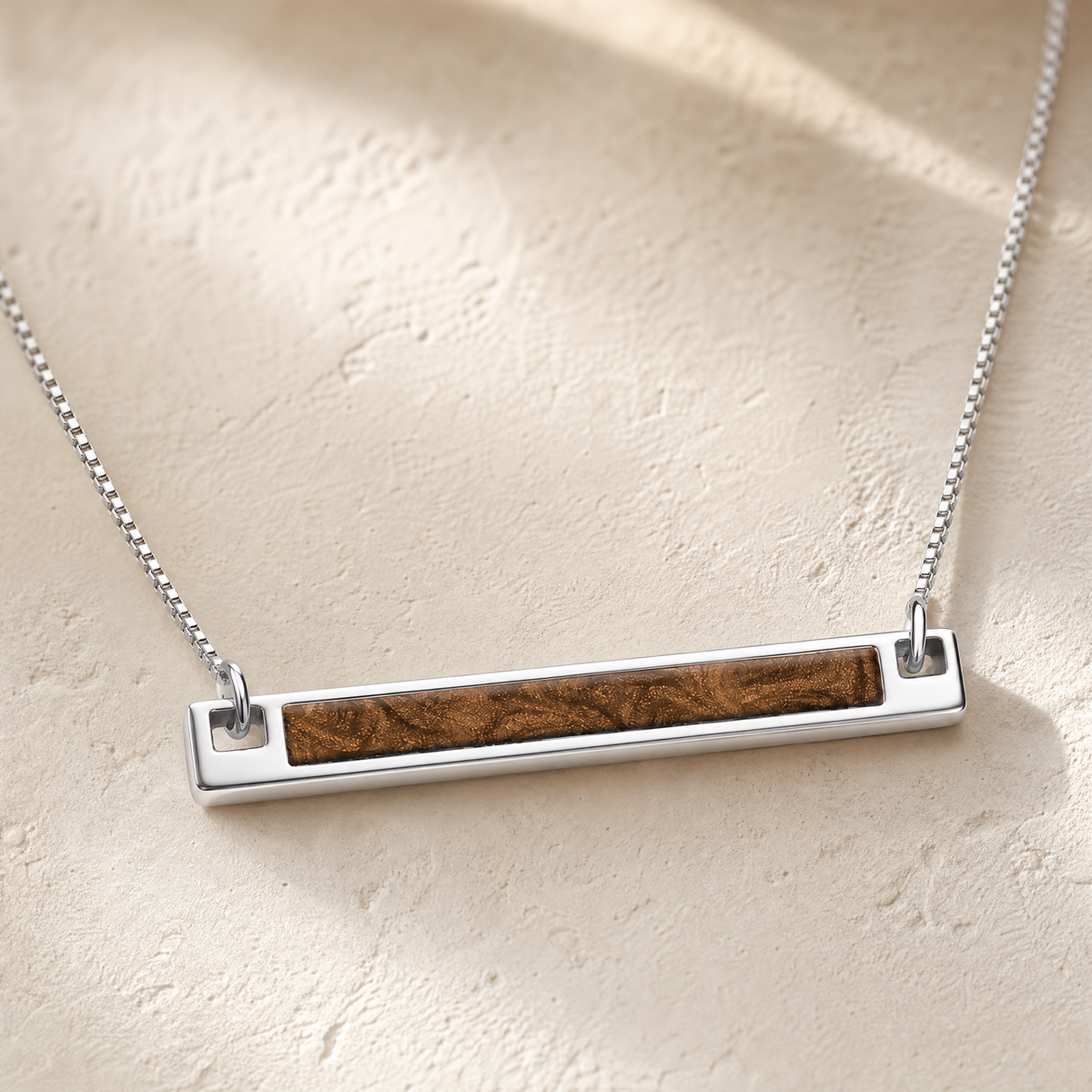 Solid 14K White Gold Carob Barred Ash Resin Jewelry