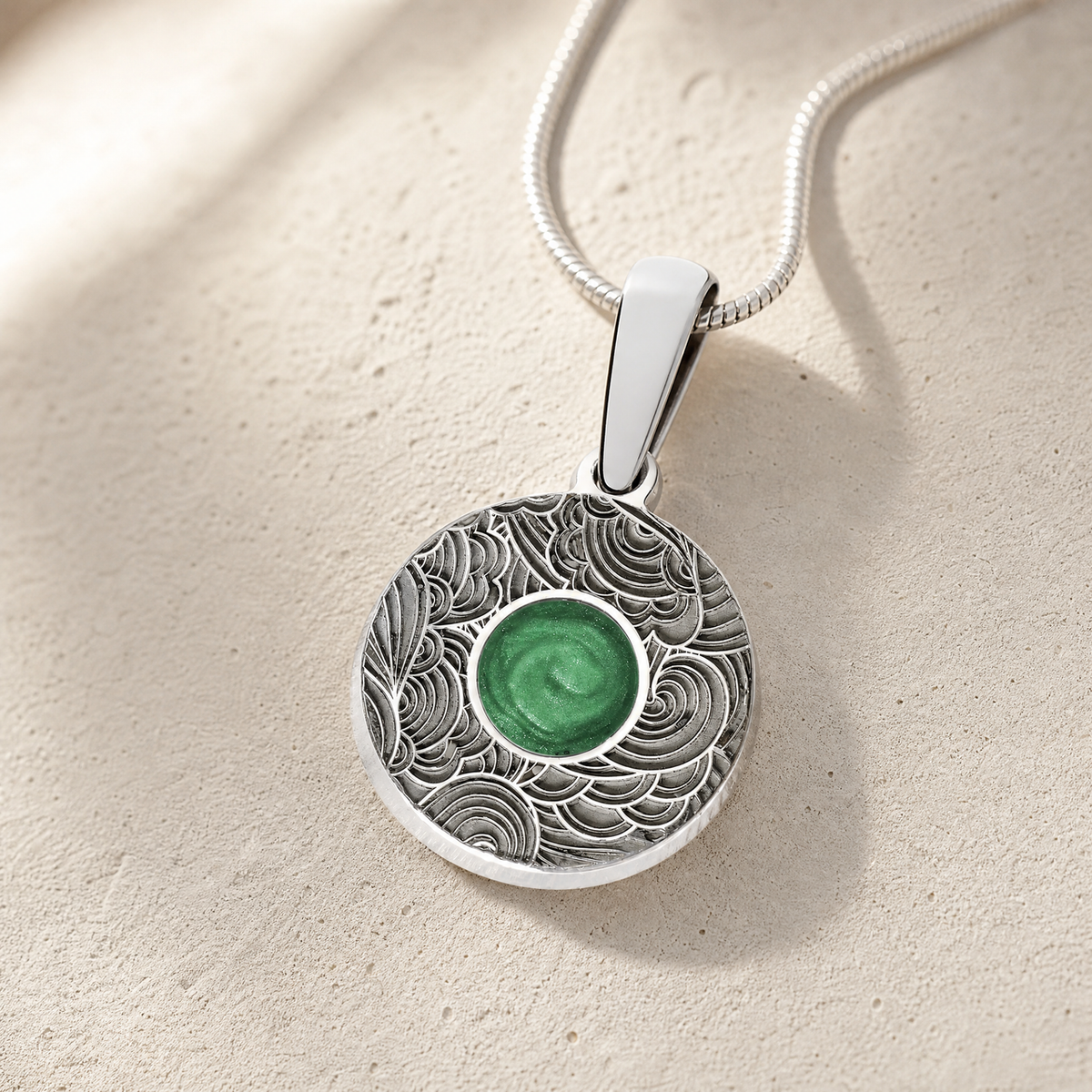 Knowing Round Sterling Silver with Seafoam Ash Resin Jewelry