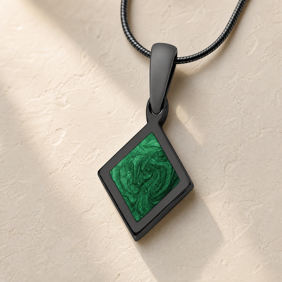 Modest Diamond Black Finish with Forest Ash Resin Jewelry
