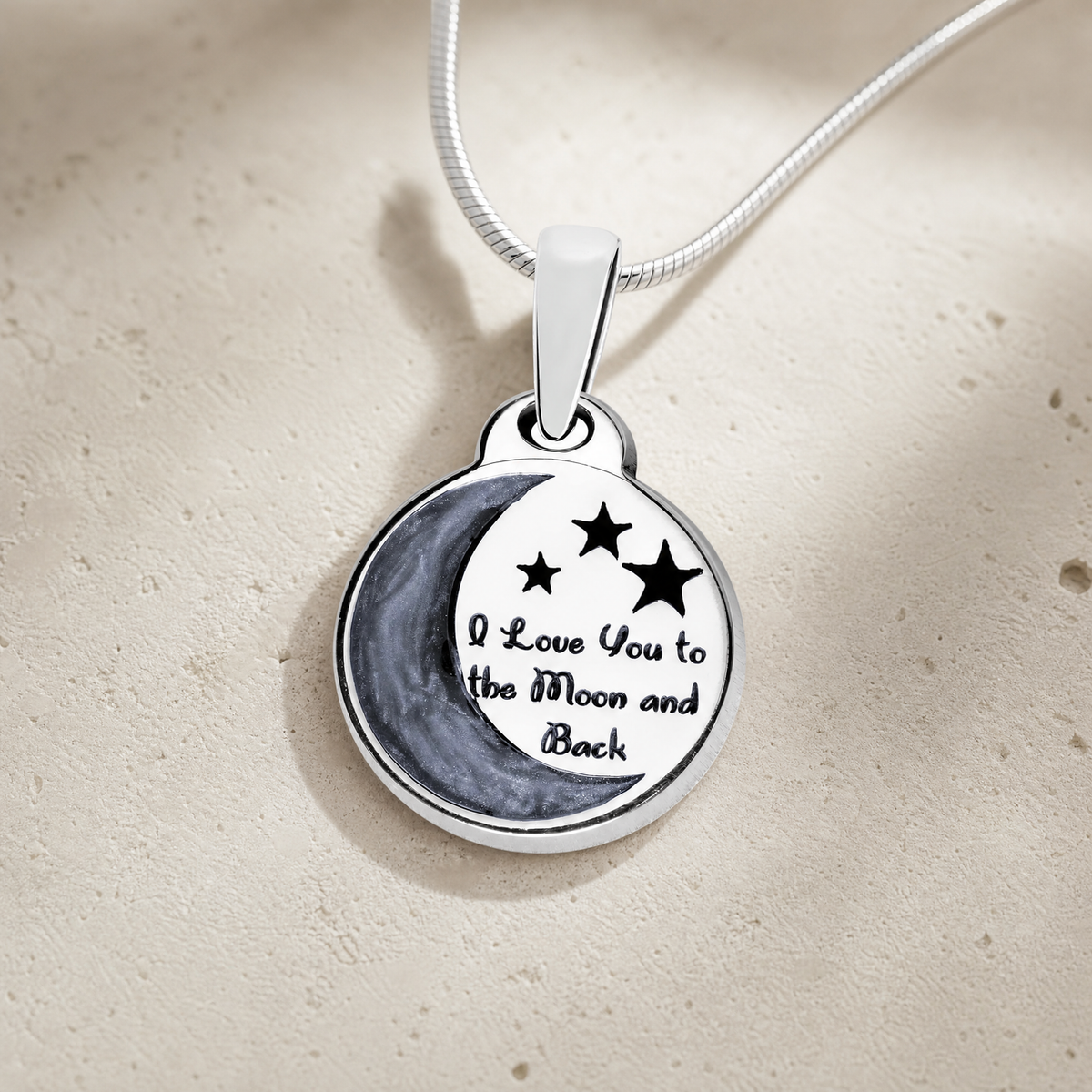 Solid 14K White Gold Love You To The Moon Ash Resin Jewelry
