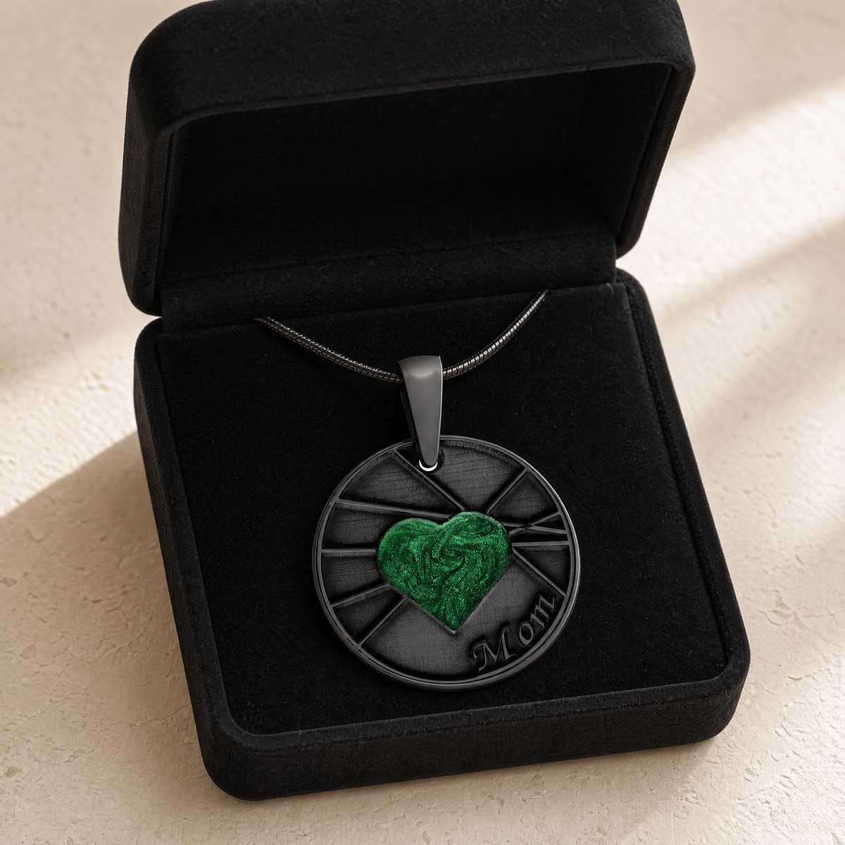 Enlightened Round Black Finish with Seafoam Ash Resin Jewelry