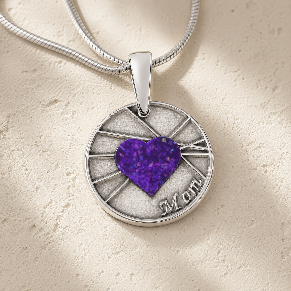 Enlightened Round Sterling Silver with Lilac Pearl Opal Ash Resin Jewelry