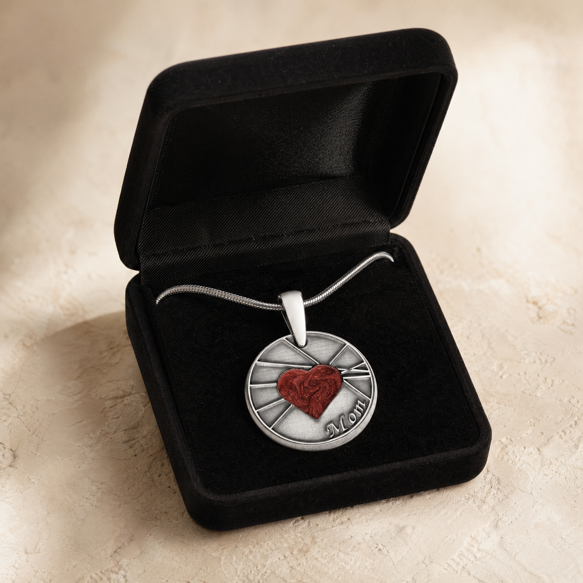 Solid 14K White Gold Enlightened Round with Crimson Ash Resin Jewelry