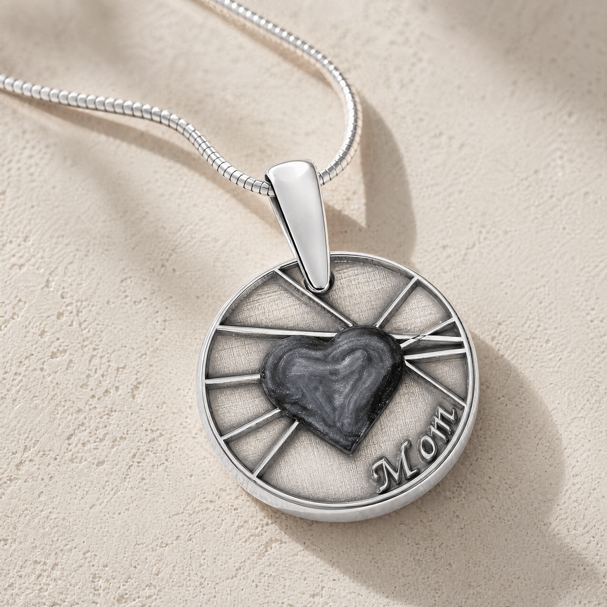 Solid 14K White Gold Enlightened Round Ash Resin Jewelry