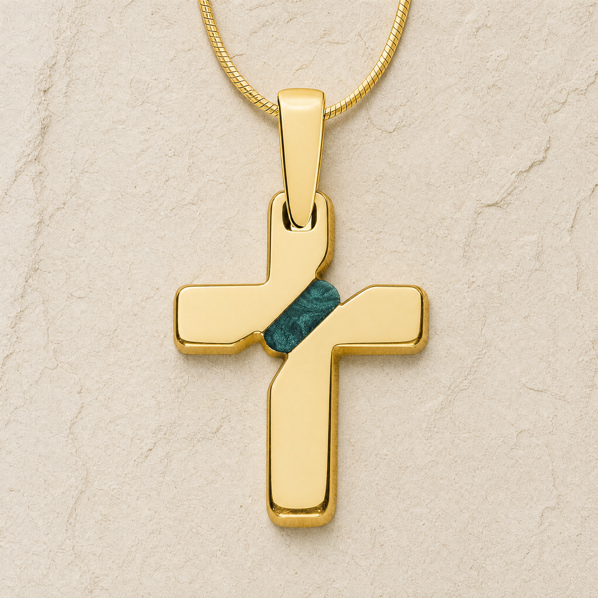 Solid 14K Gold Honoring Cross Ash Resin Jewelry