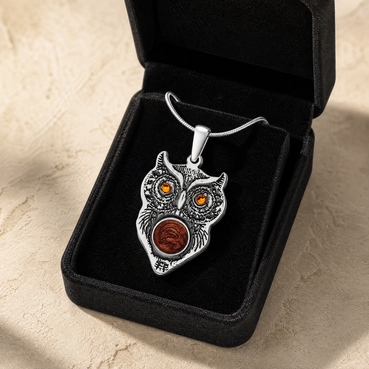 Sterling Silver Wise Owl Birthstone Ash Resin Jewelry