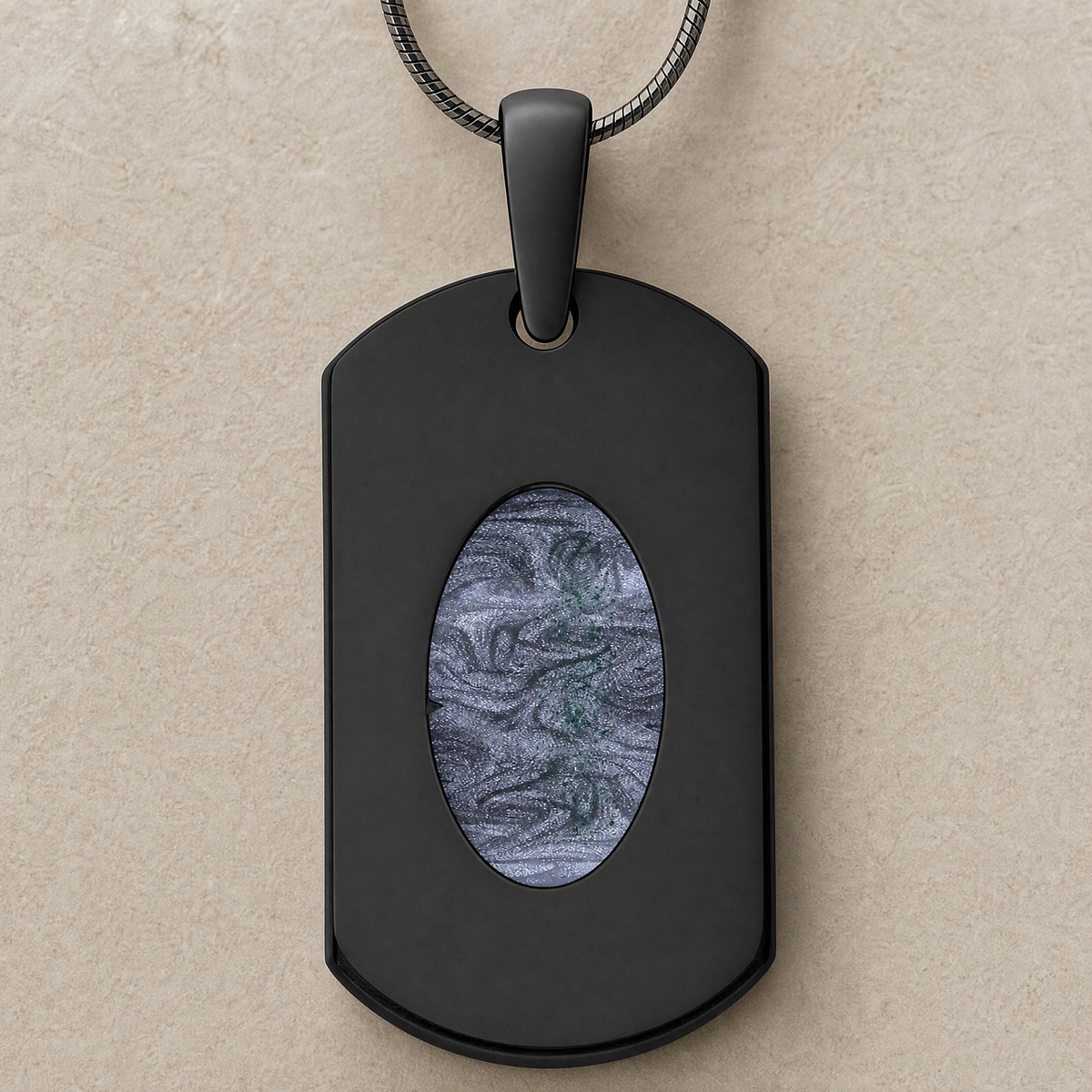 Honored Rectangle Black Finish Ash Resin Jewelry