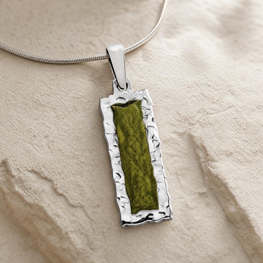 Lasting Long Rectangle Sterling Silver with Sage Ash Resin Jewelry